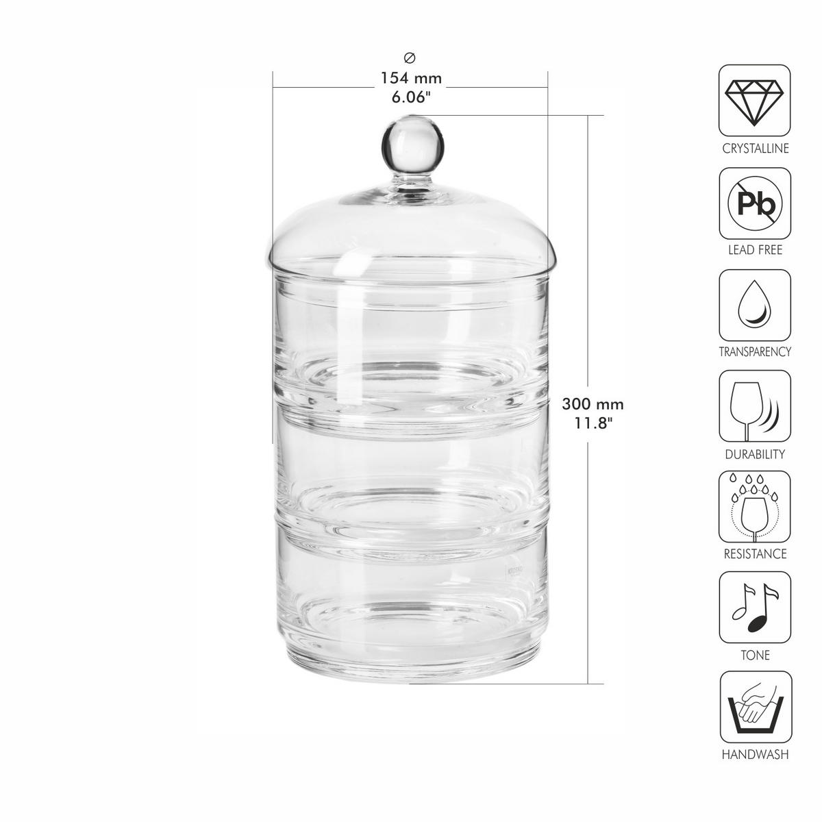 GLASBEHÄLTER MIT DECKEL, 3er-Set, Handgemacht - Transparent, Glas (15.4cm) - Krosno Glass