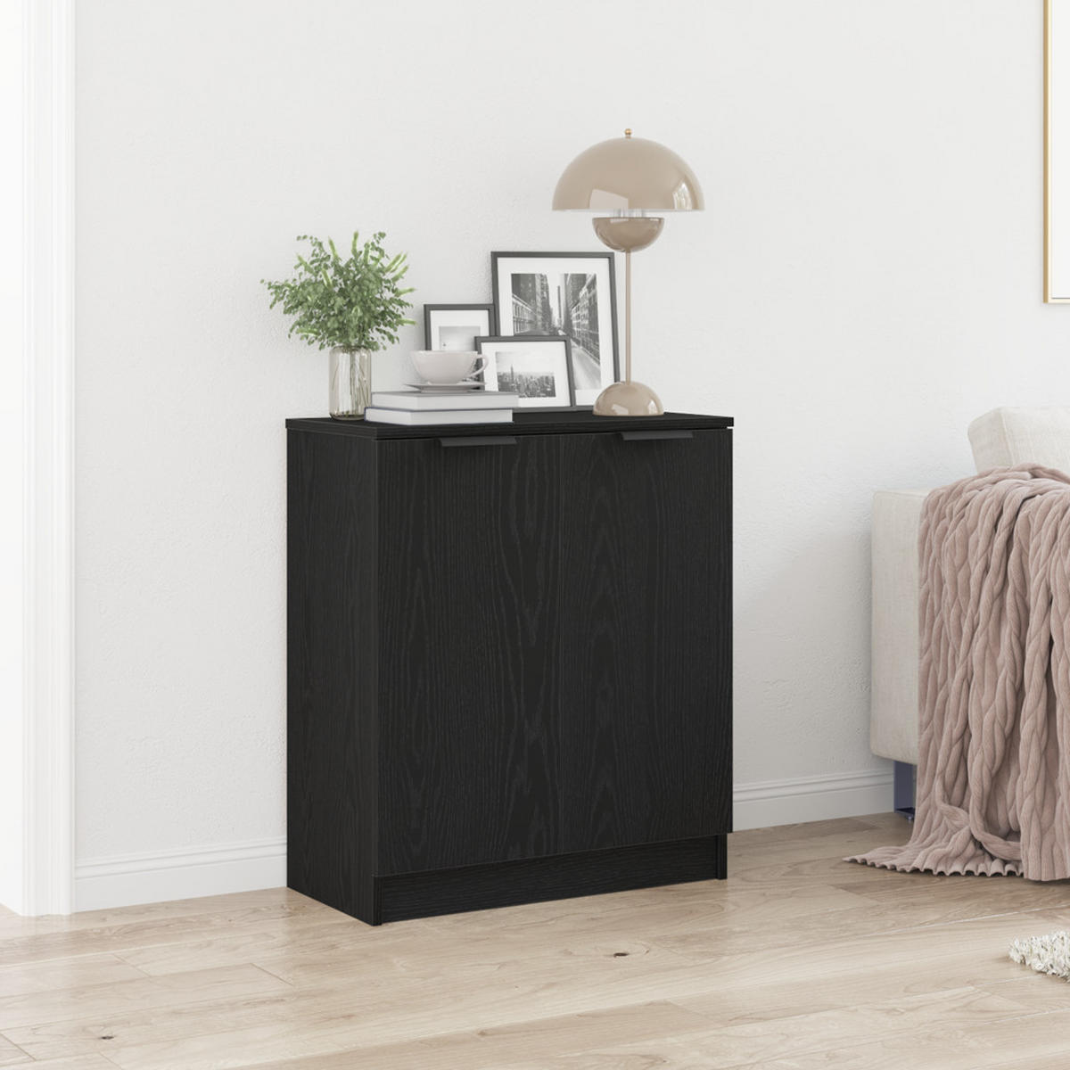 SIDEBOARD Schwarz Eichen-Optik 60/30/70 Cm Holzwerkstoff - Schwarz, Holzwerkstoff (30/70/60cm) - vidaXL
