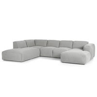 WOHNLANDSCHAFT mit Longchair - Hellgrau/Schwarz, Kunststoff/Textil (325/71/235cm) - home24