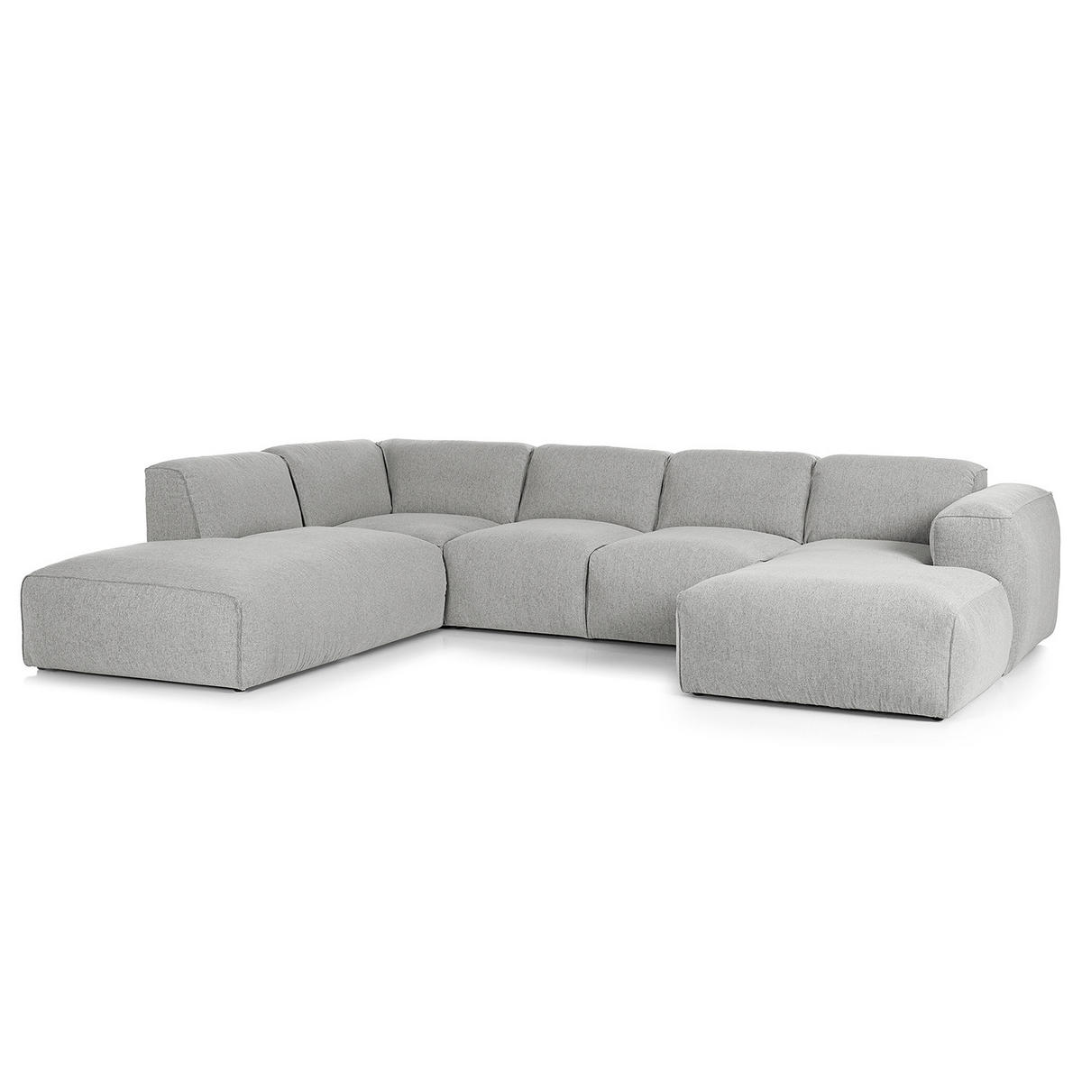 WOHNLANDSCHAFT mit Longchair - Hellgrau/Schwarz, Kunststoff/Textil (325/71/235cm) - home24