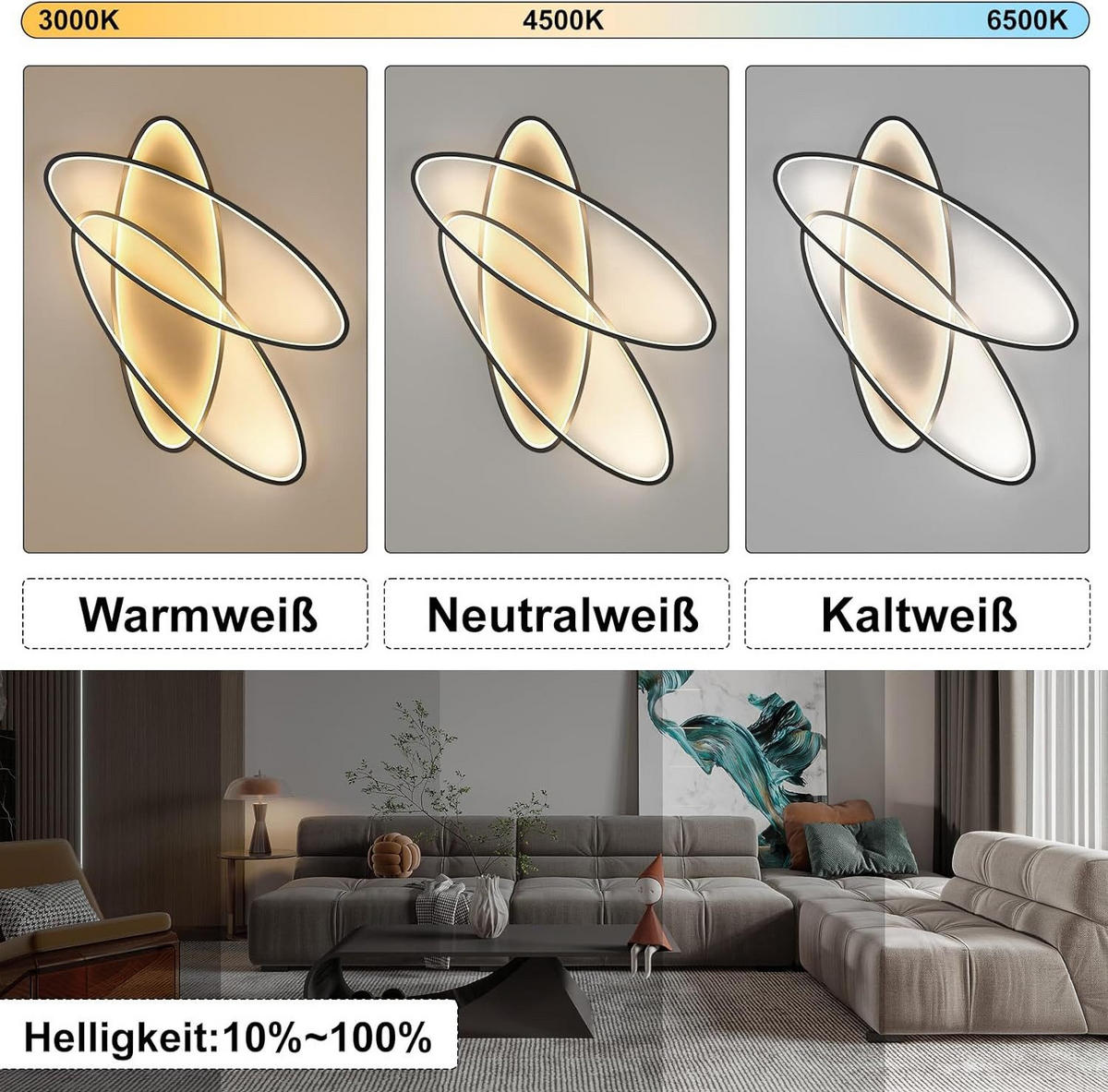 LED-DECKENLEUCHTE Erik 62/60/9.5 cm - Schwarz, Metall (62/60/9.5cm) - Nettlife
