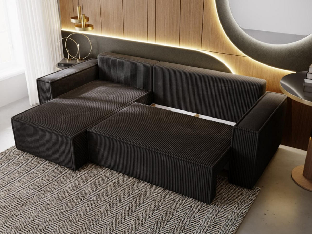 ECKSOFA Prato Schwarz Links - Schwarz, Holz/Kunststoff (170/280cm) - Graingold