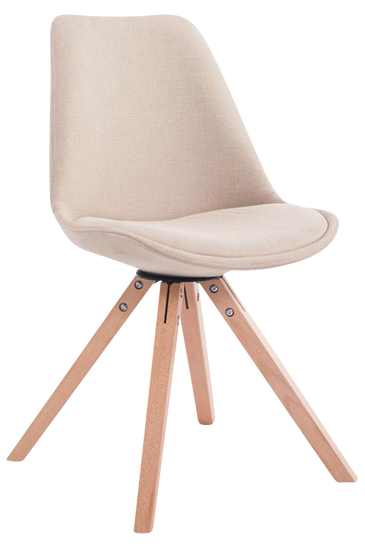 BESUCHERSTUHL Toulon, 4er Set Stoff, Gestell Holz Square Natura Creme - Naturfarben, Holz/Buchenholz (48/83/56cm) - TPFLiving