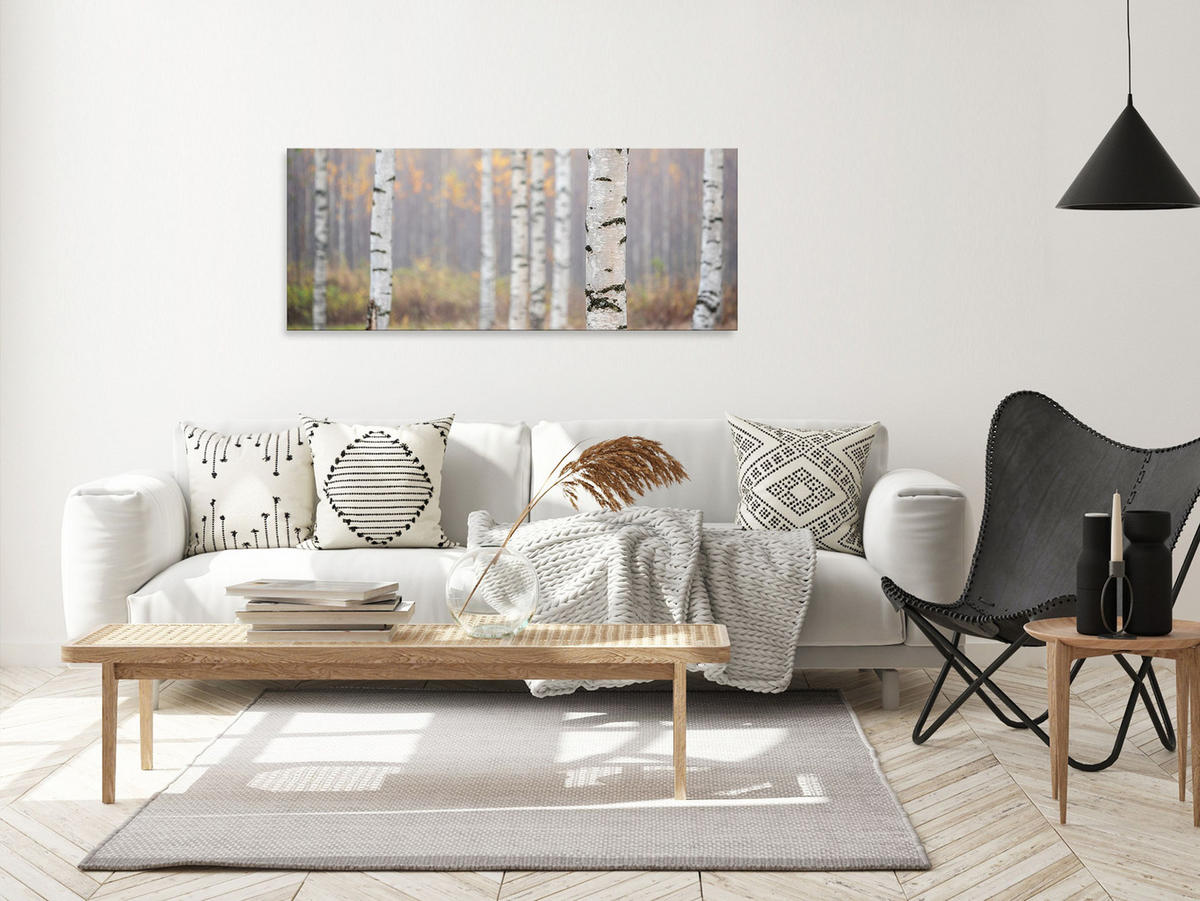 GLASBILD 125x50 cm Landschaft Wald beige - Beige, Glas (125/50cm) - artissimo