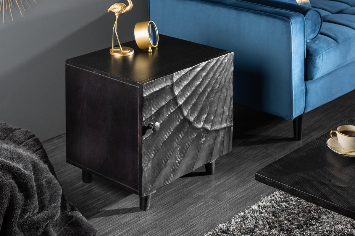 NACHTTISCH SCORPION Mango Schwarz 50 cm - Schwarz, Holz (50/51/40cm) - riess-ambiente