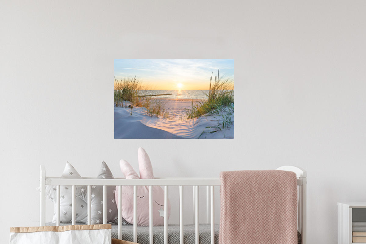 WANDTATTOO Strand - Sonne - Düne - Gras - Sand - Horizont 60x40 cm - Hellblau, Kunststoff (60/40/0.1cm) - MuchoWow