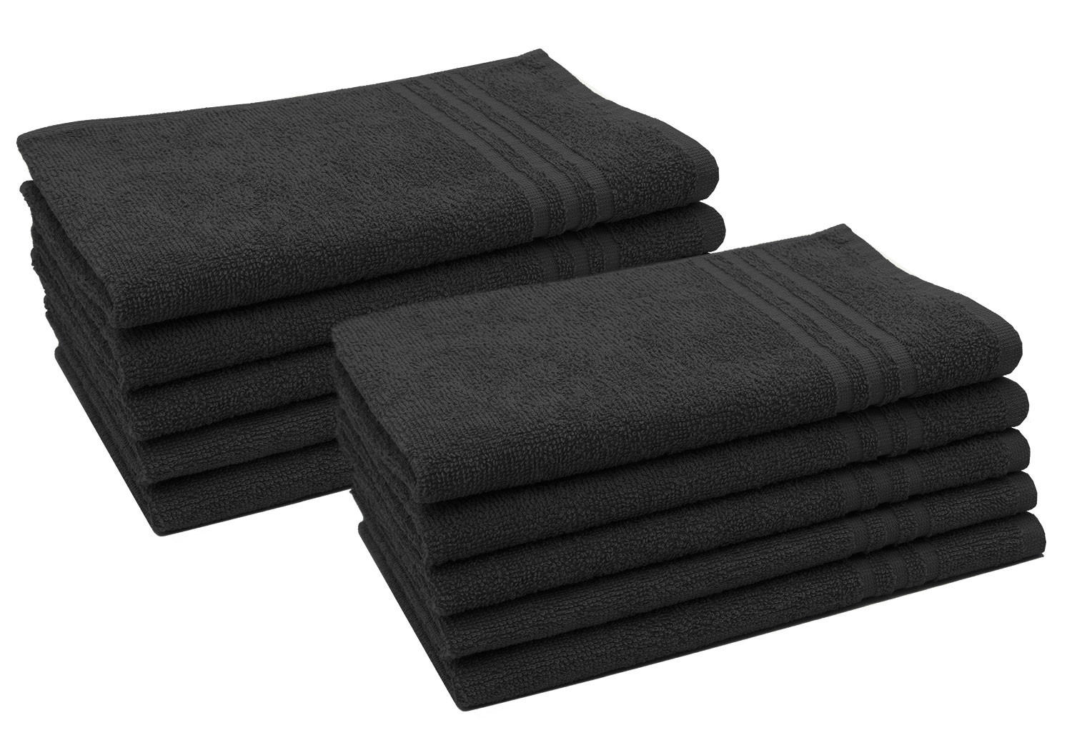 GÄSTETÜCHER, 10er-Set, 30x50 cm, 100% Baumwolle, Schwarz - Schwarz, Textil (30/50cm) - Zollner
