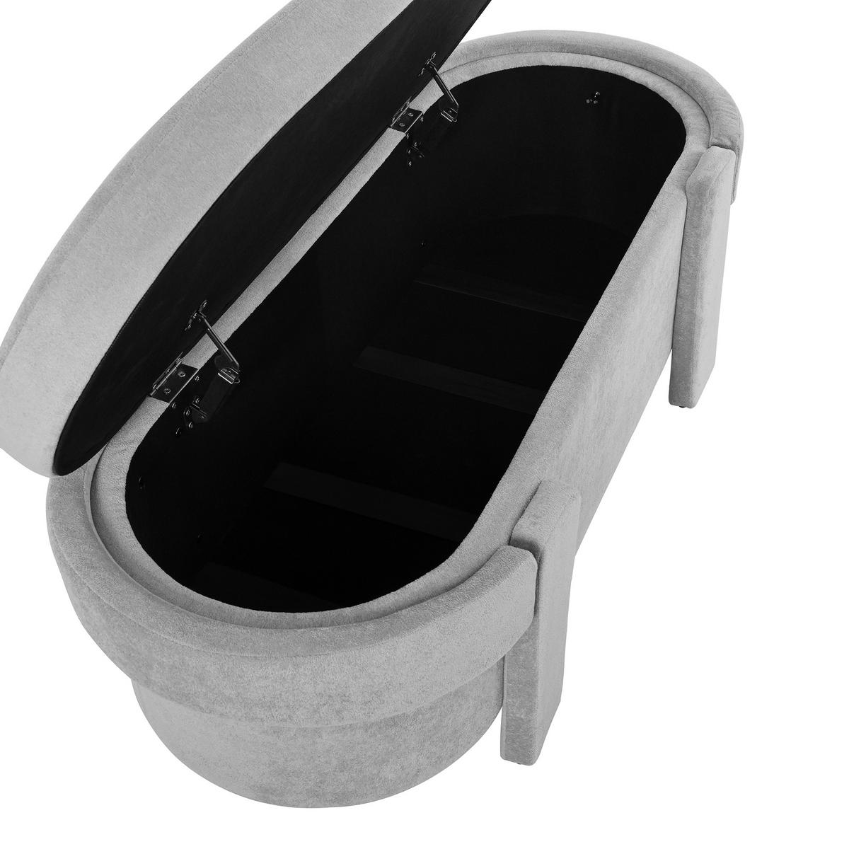 SITZBANK, Stauraum, Gepolstert, Fleece-Optik, Grau, 121.5x49x44.5cm - Grau, Textil (49/44.5/121.5cm) - FLIEKS