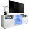 SIDEBOARD TV URBINO Weiß, Blau LED Beleuchtung - Weiß, Glas/Holzwerkstoff (140/53/35cm) - Komodee
