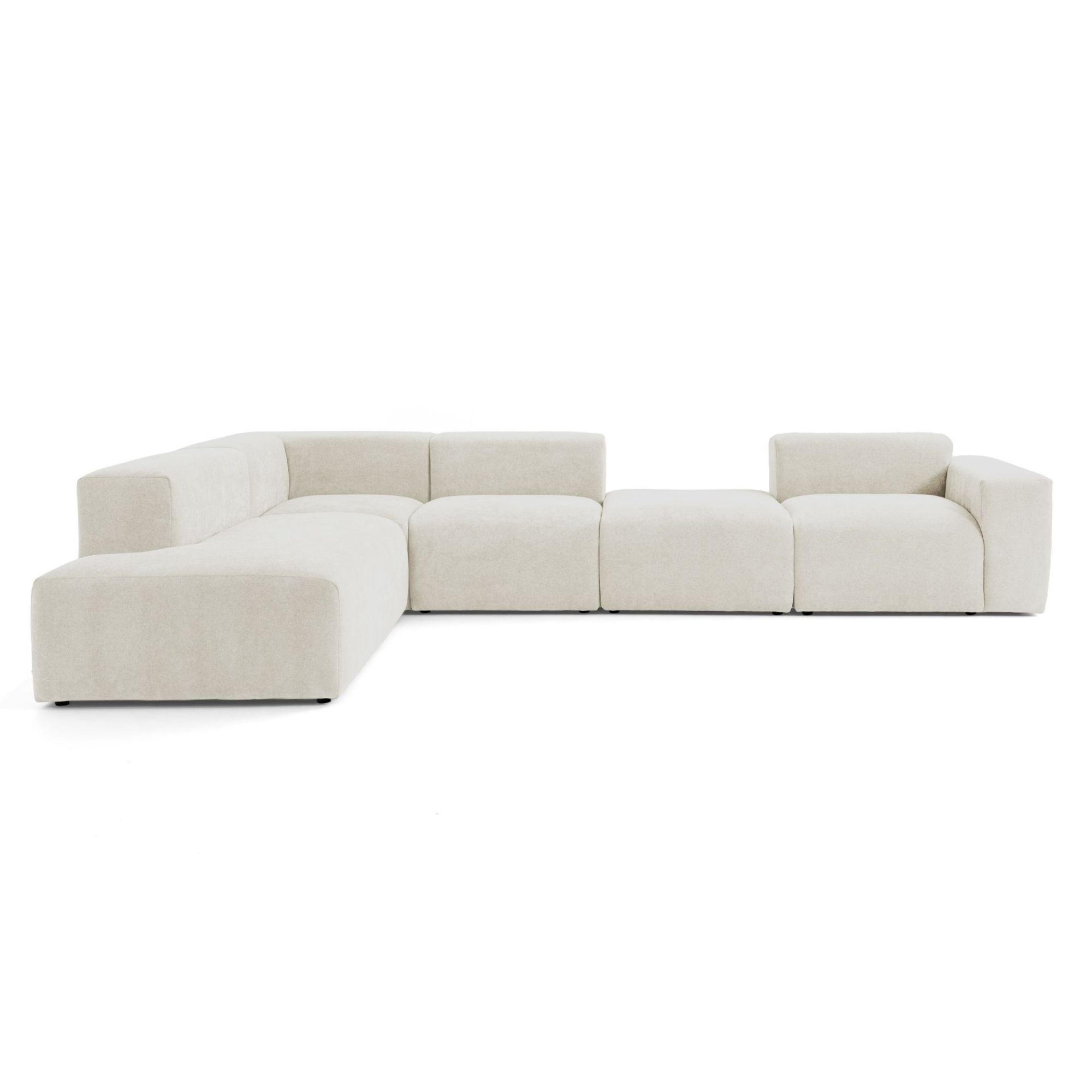 5-SITZER modulares Ecksofa HEAVEN SET 5 Links, Breite 380 cm Webstoff Weiß - Schwarz/Weiß, Holz/Kunststoff (380/245cm) - Muffo