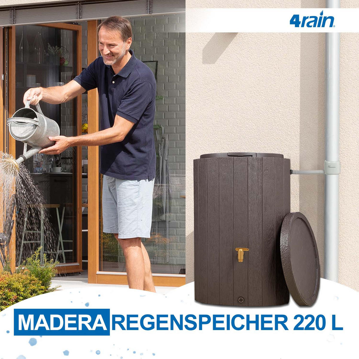 REGENTONNE 220 L, braun - Braun, Kunststoff (57/93/59cm) - 4rain
