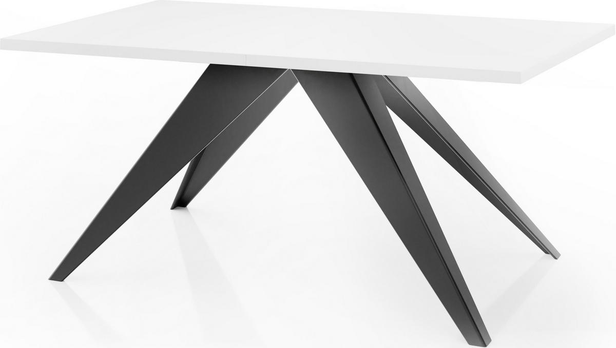 ESSTISCH Vance rechteckig ausziehbar, Weiß 160-260/90/76 cm - Schwarz/Weiß, Holzwerkstoff/Metall (160/90/76cm) - WFL GROUP