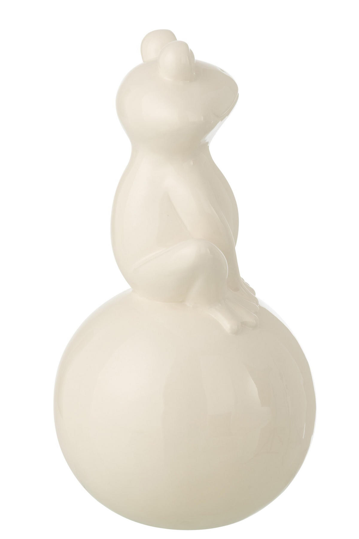 DEKOOBJEKT FROSCH AUF FUß BALL Weiß - Weiß, Keramik (18/34/18cm) - J-Line