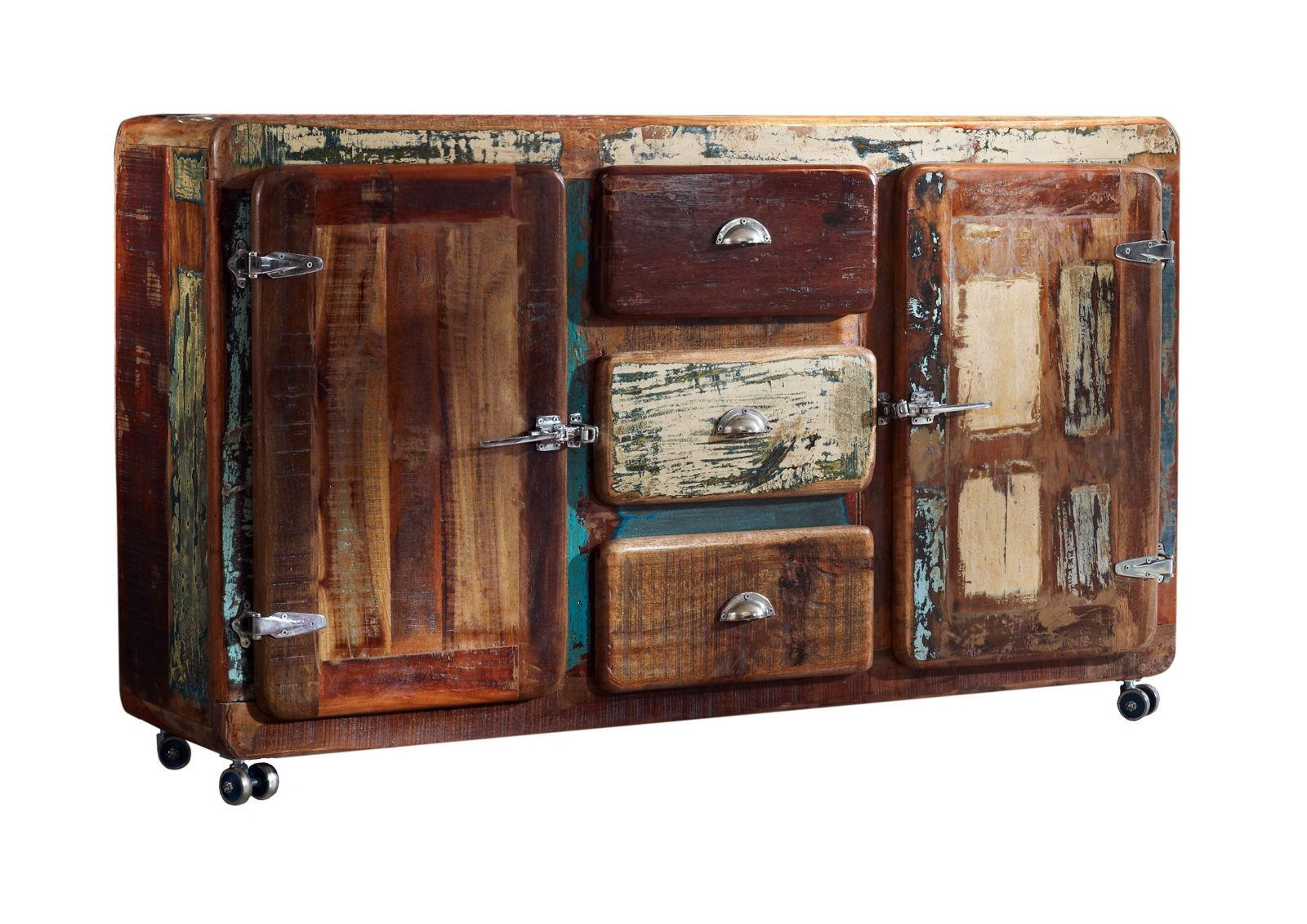 SIDEBOARD Altholz 150x40x90 mehrfarbig lackiert FREEZY #07 - Multicolor, Holz (150/90/40cm) - Massivmoebel24