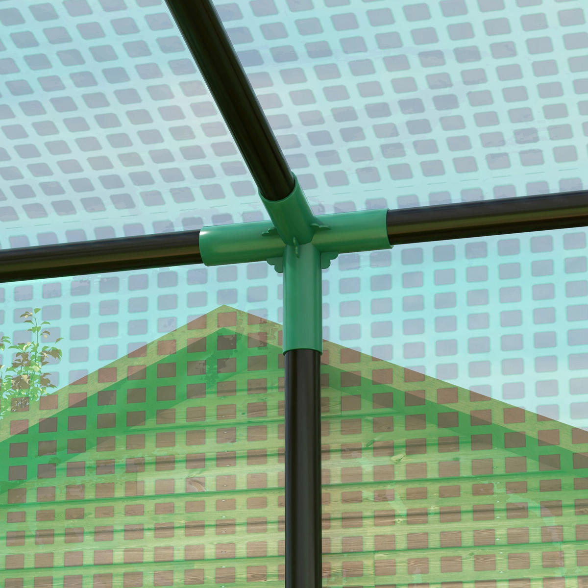 GEWÄCHSHAUS DE-11958 mit 1 Tür & 2 Fenstern Grün - Grün, Kunststoff (77/178/196cm) - ComfortXL