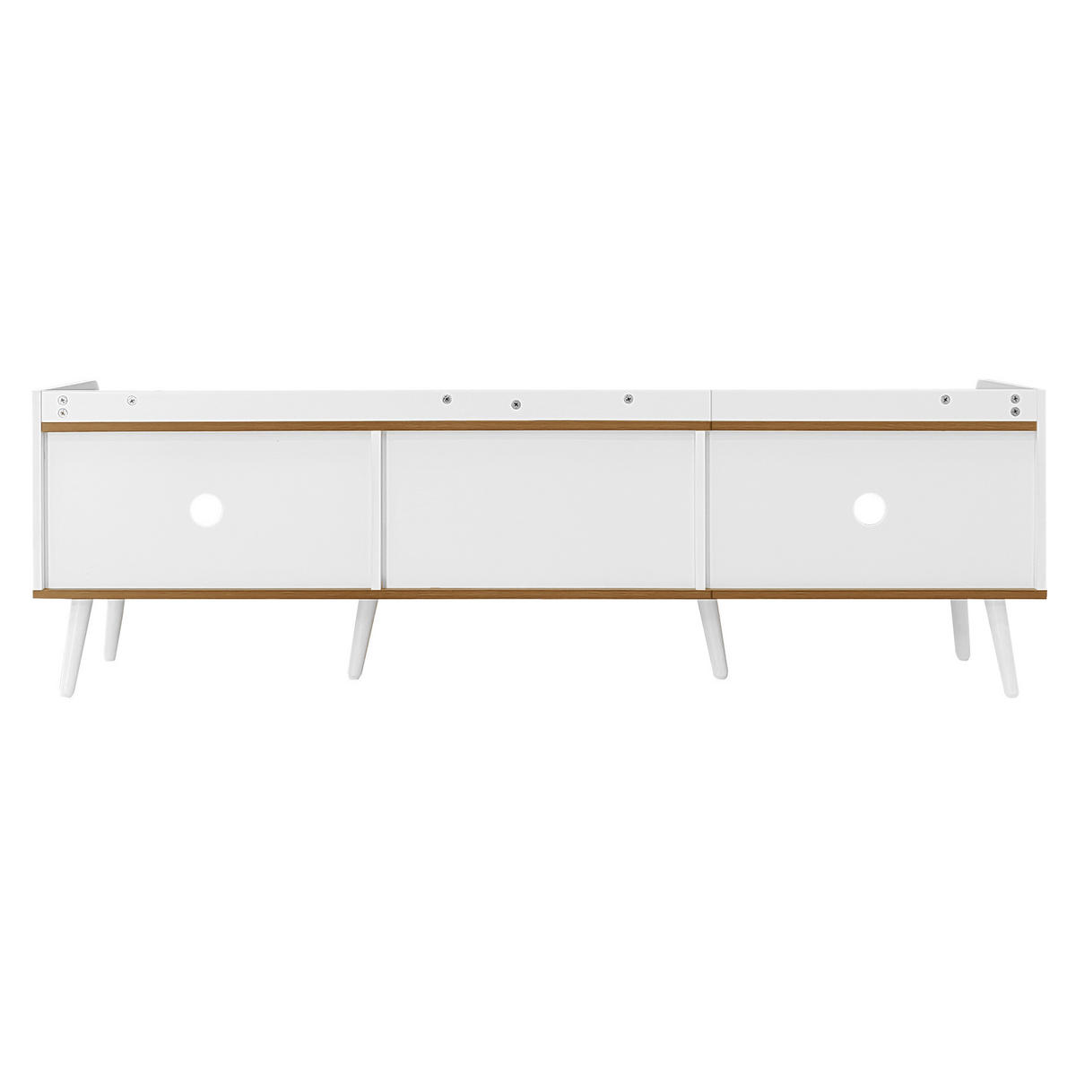 LOWBOARD 160/39/49,5 cm aus MDF und Spanplatte mit 3 Türen Weiß/Natur - Weiß, Holzwerkstoff (160/49.5/39cm) - Modenvie