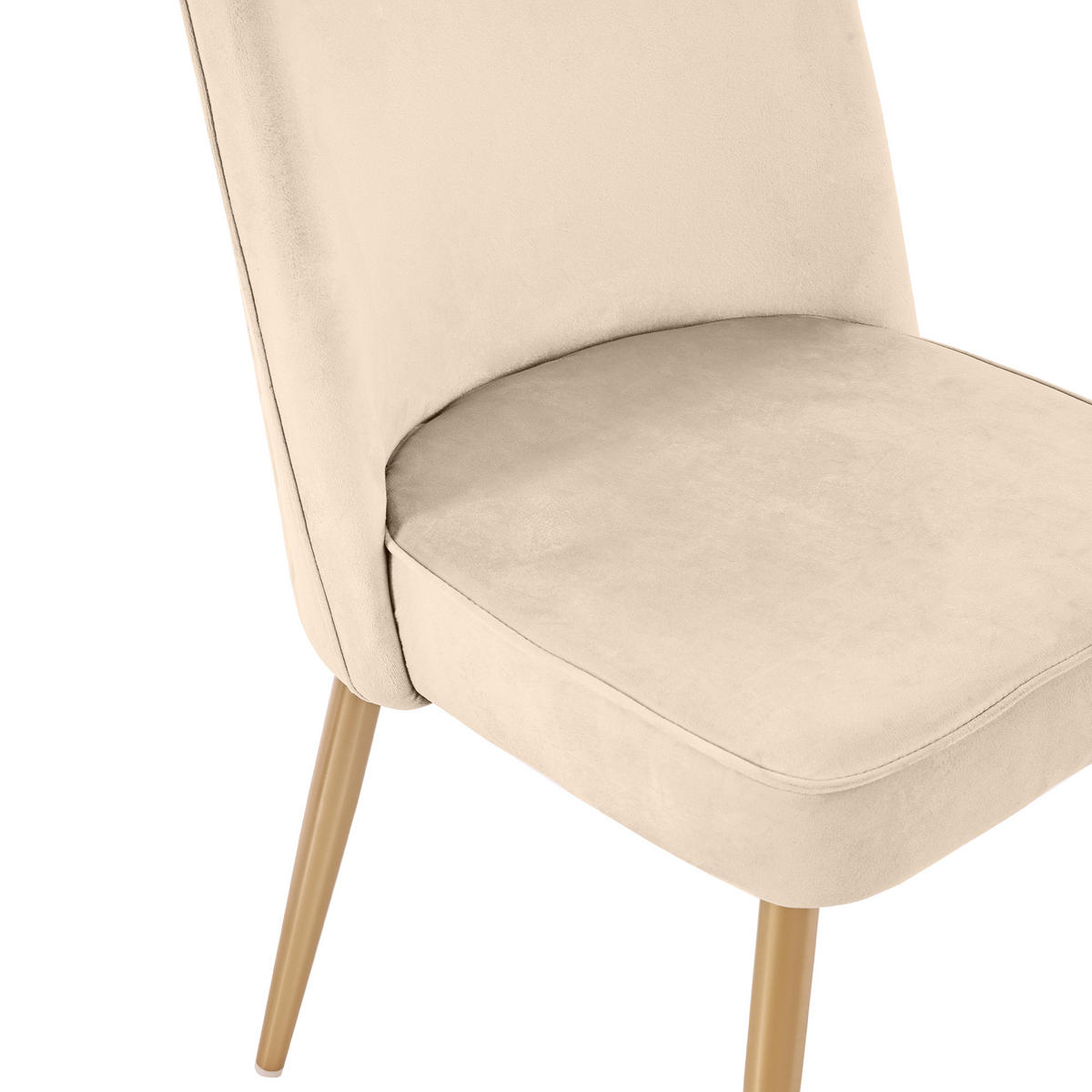 WOHNZIMMER STÜHLE mit Samtbezug 4tlg Metallbeinen - Beige, Textil (45.5/87.5/62cm) - EVRYAE
