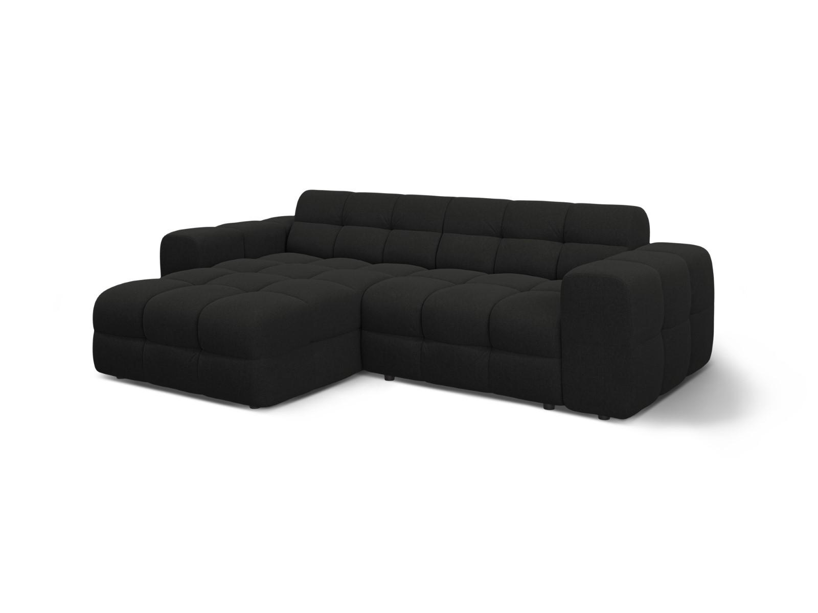 ECKSOFA links Kendal aus strukturiertem Stoff schwarz 4 Sitzplätze - Schwarz, Textil (173/256cm) - Micadoni