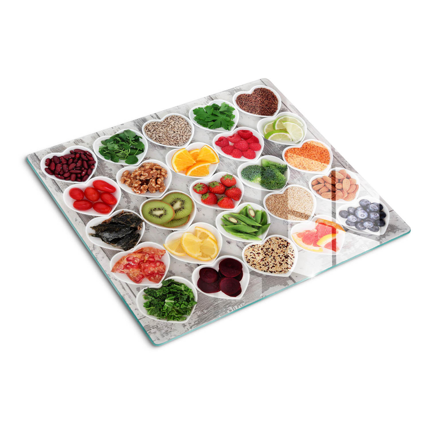 GLASPLATTE 60x52 cm Gesundes Essen - Multicolor, Glas (60/0.4/52cm) - TULUP