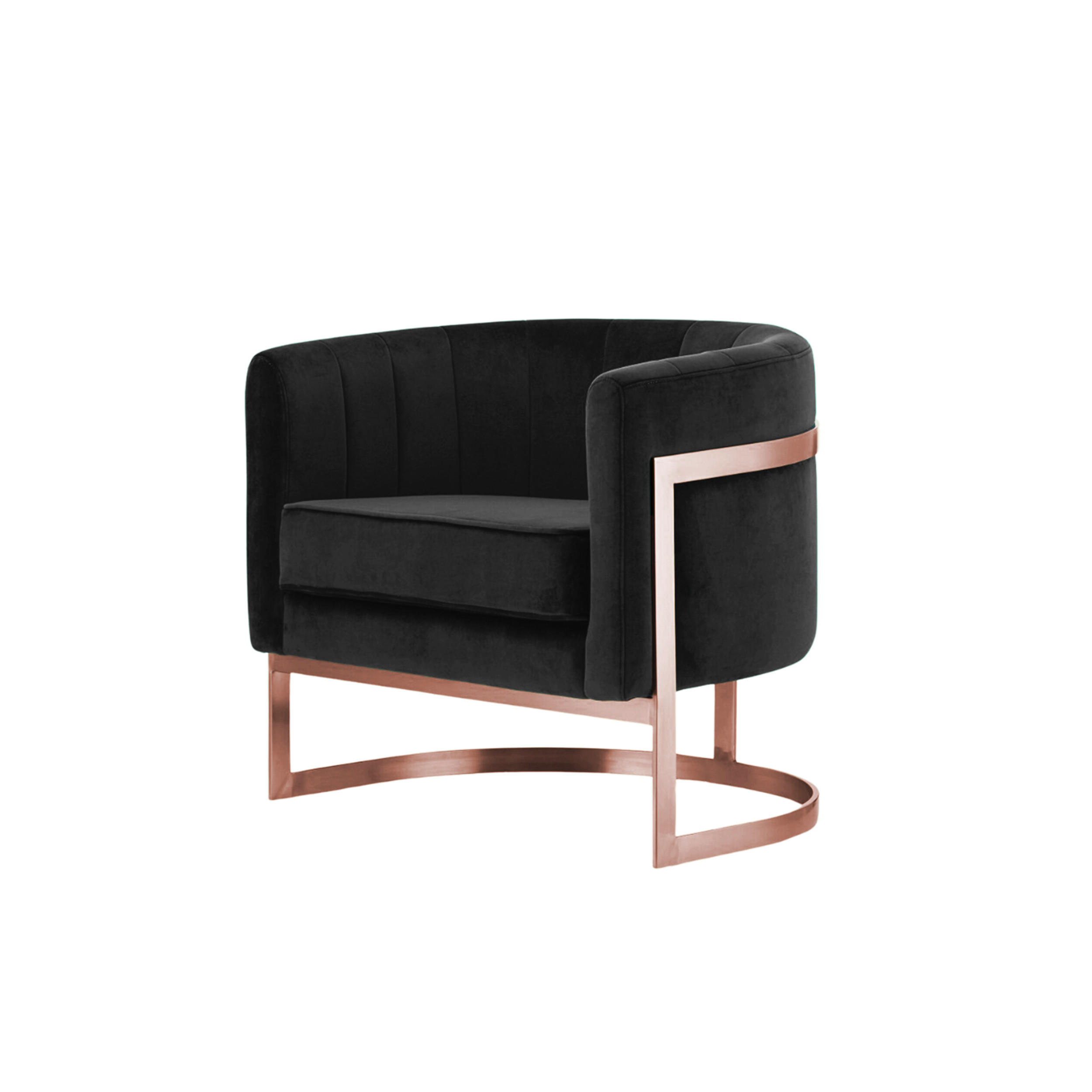 DESIGNSESSEL Glam Elegance – Individuell gefertigter Design-Sessel mit Edelstahlrahmen - Messingfarben/Schwarz, Textil/Metall (75/71/68cm) - Fortisline