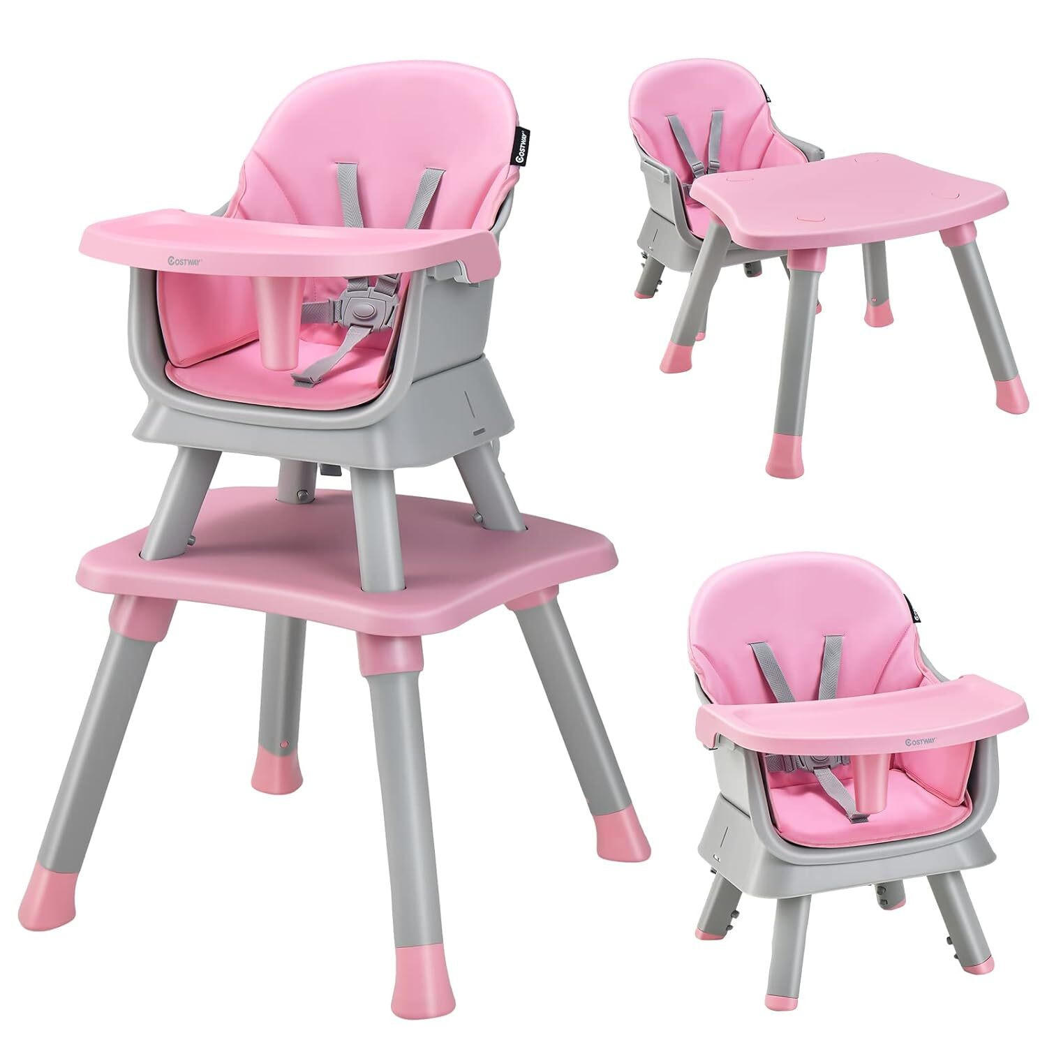 Costway Babyhochstuhl Pink 58x98x58 cm