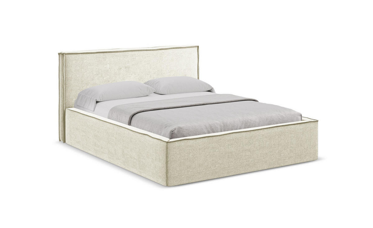 POLSTERBETT mit Bettkasten und Lattenrost 160x228 Beige - Beige/Schwarz, Kunststoff/Textil (140/200cm) - Makamii