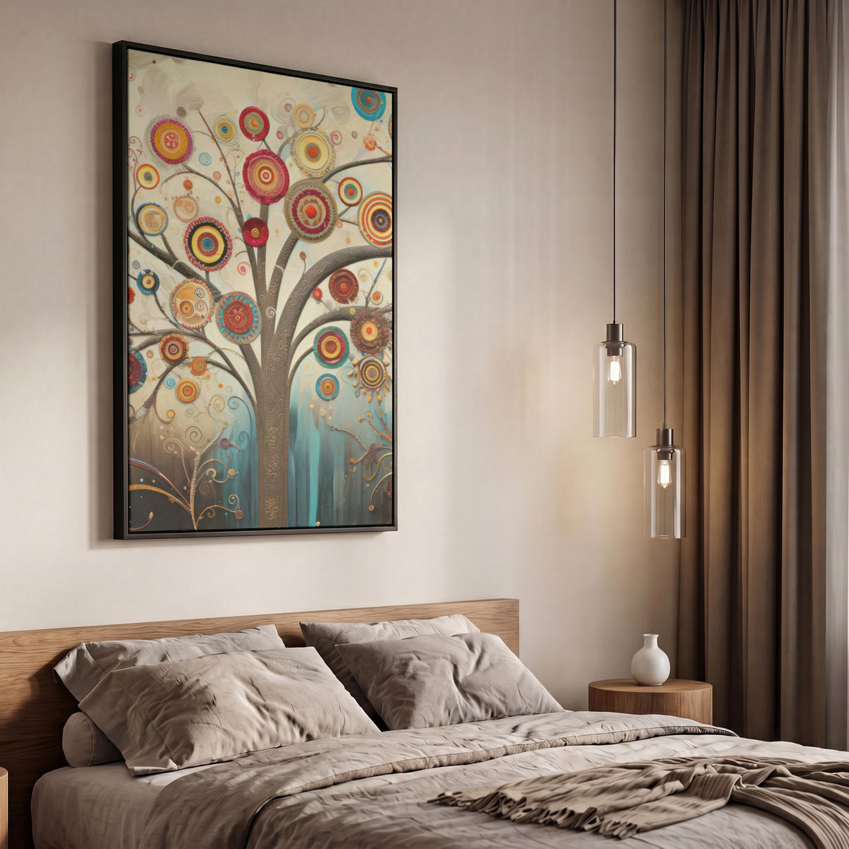 LEINWAND Bilder mit Rahmen - Baum - Baum des Lebens - Farbe - 60x90 - Braun, Textil (60/90cm) - MuchoWow