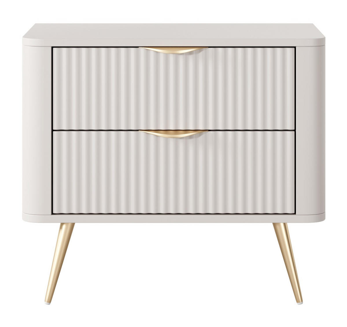 NACHTTISCH Beige Lena Geriffelt Auf Goldenen Beinen - Beige, Holzwerkstoff (63/55/38cm) - Sepro Meble