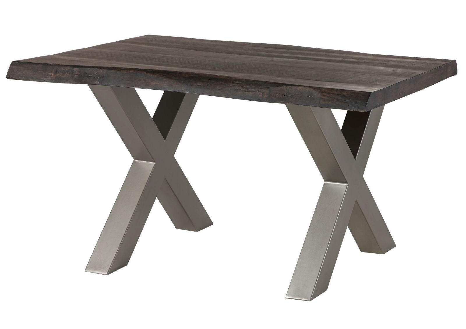 BAUMTISCH Mango 160x90x77 grau lackiert / X-Beine silber matt FREEFORM 5 - Grau, Holz (160/90/77cm) - Massivmoebel24