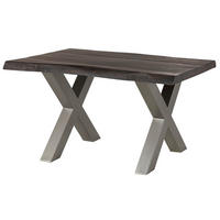 BAUMTISCH Mango 160x90x77 grau lackiert / X-Beine silber matt FREEFORM 5 - Grau, Holz (160/90/77cm) - Massivmoebel24