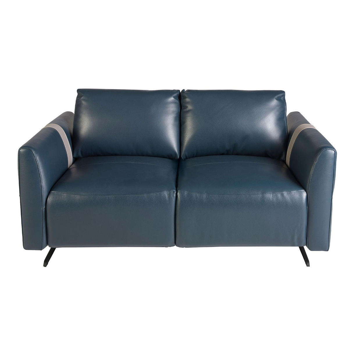 ANGEL Cerdá 2‑sitziges Ledersofa Modell 6195 - Blau/Schwarz, Leder/Metall (173/92/110cm) - ANGEL CERDA