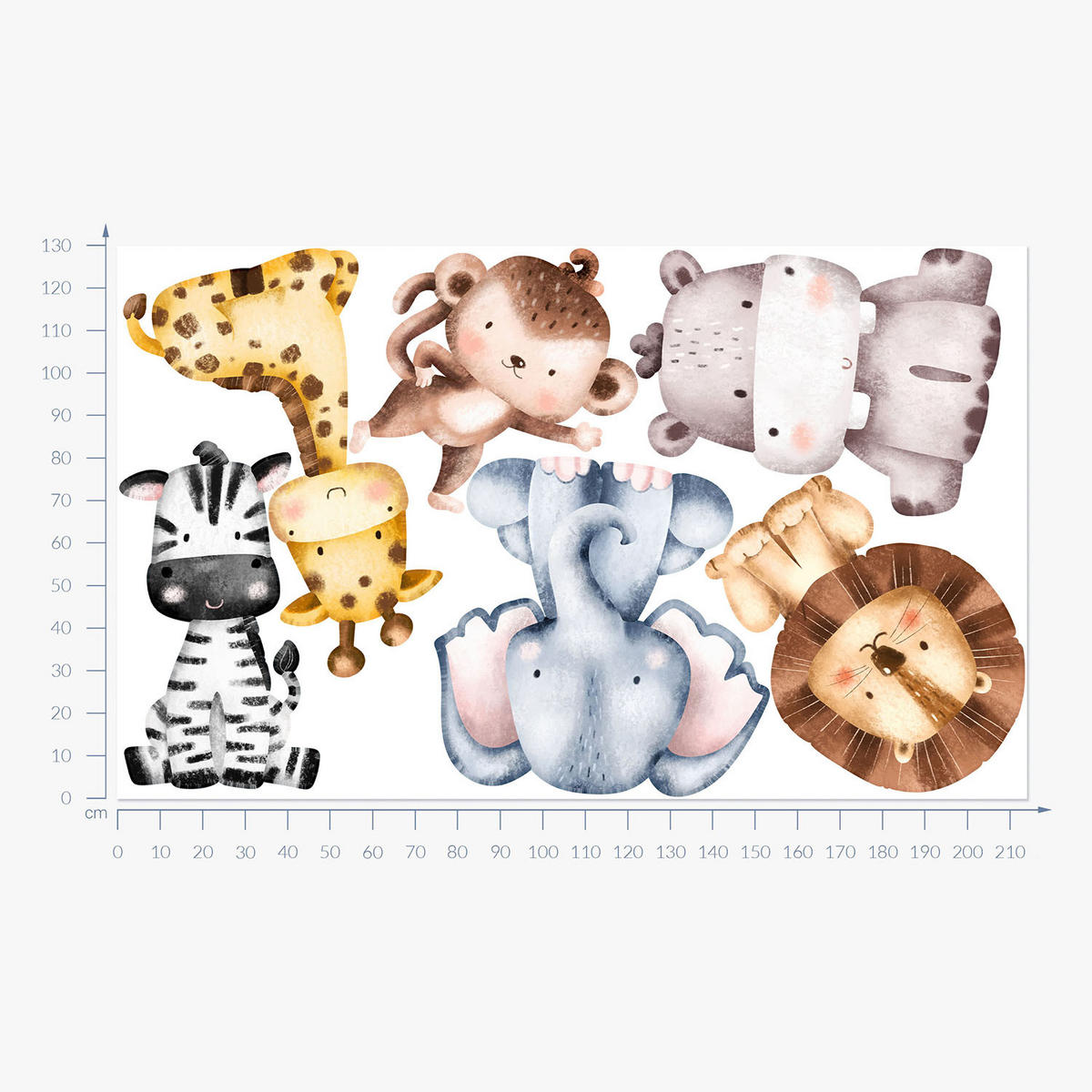 WANDAUFKLEBER 130x214cm - Wildtiersafari - Multicolor, Kunststoff (130/214/0.1cm) - Wallfluent