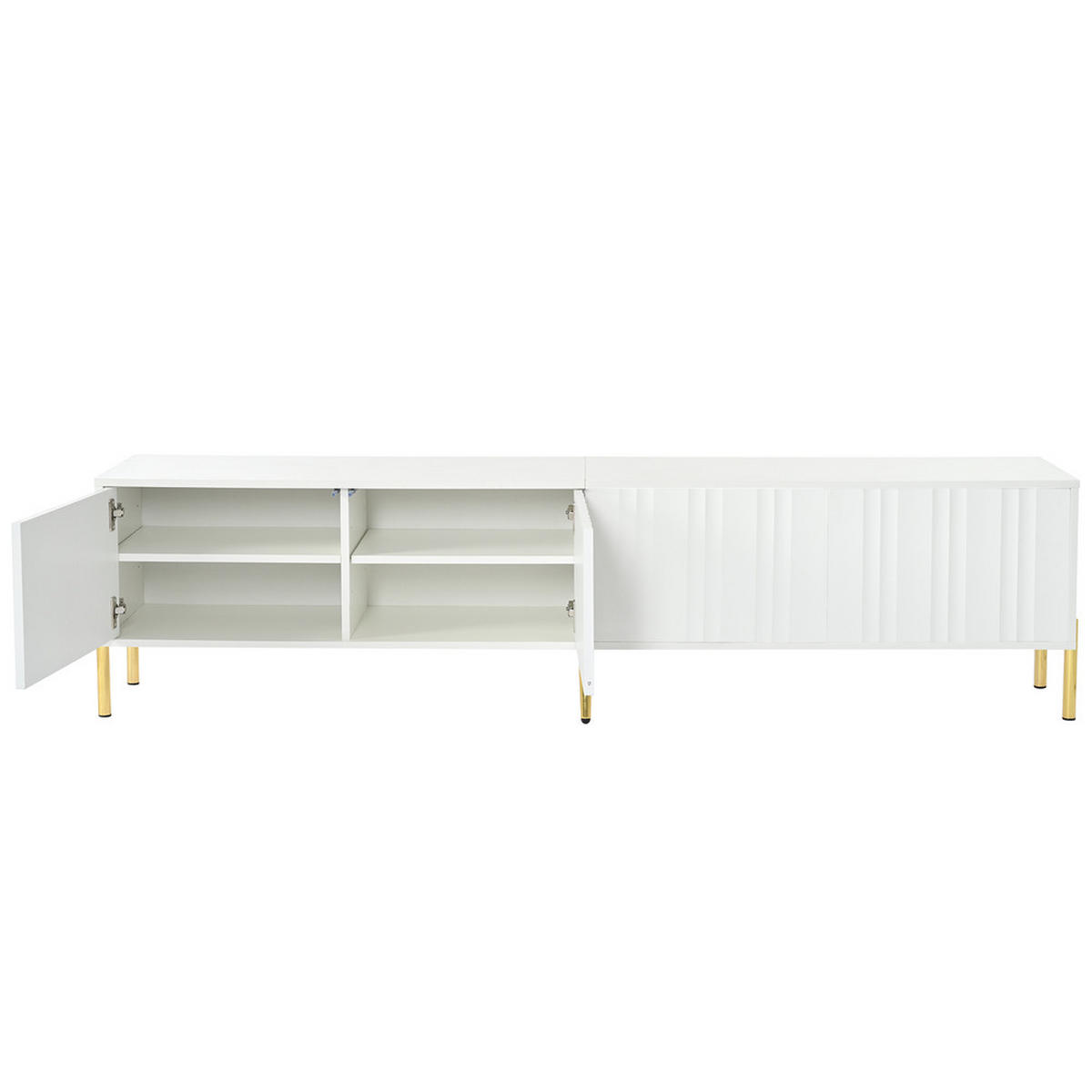 TV-SCHRANK 190x38cm Weiß mit goldenen Tischbeinen Rillen-Design - Weiß, Holz (46/27/60cm) - FLIEKS
