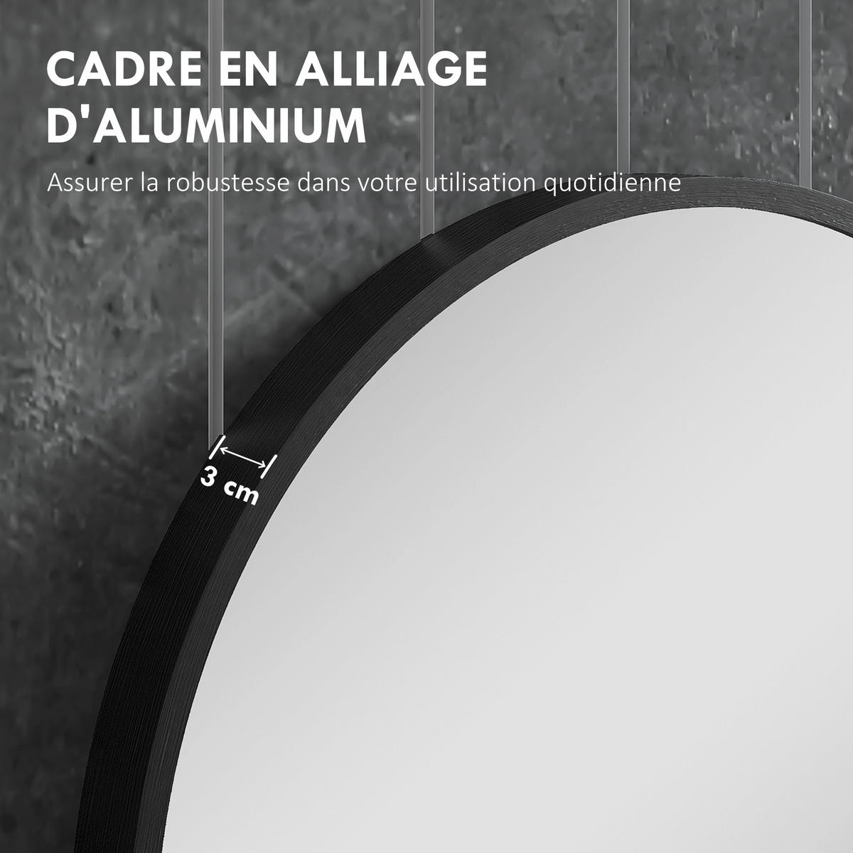 BADEZIMMERSPIEGEL DE-15188 oval 60/90 cm, 2-in-1 Montage Schwarz - Schwarz, Metall (3/60/90cm) - ComfortXL