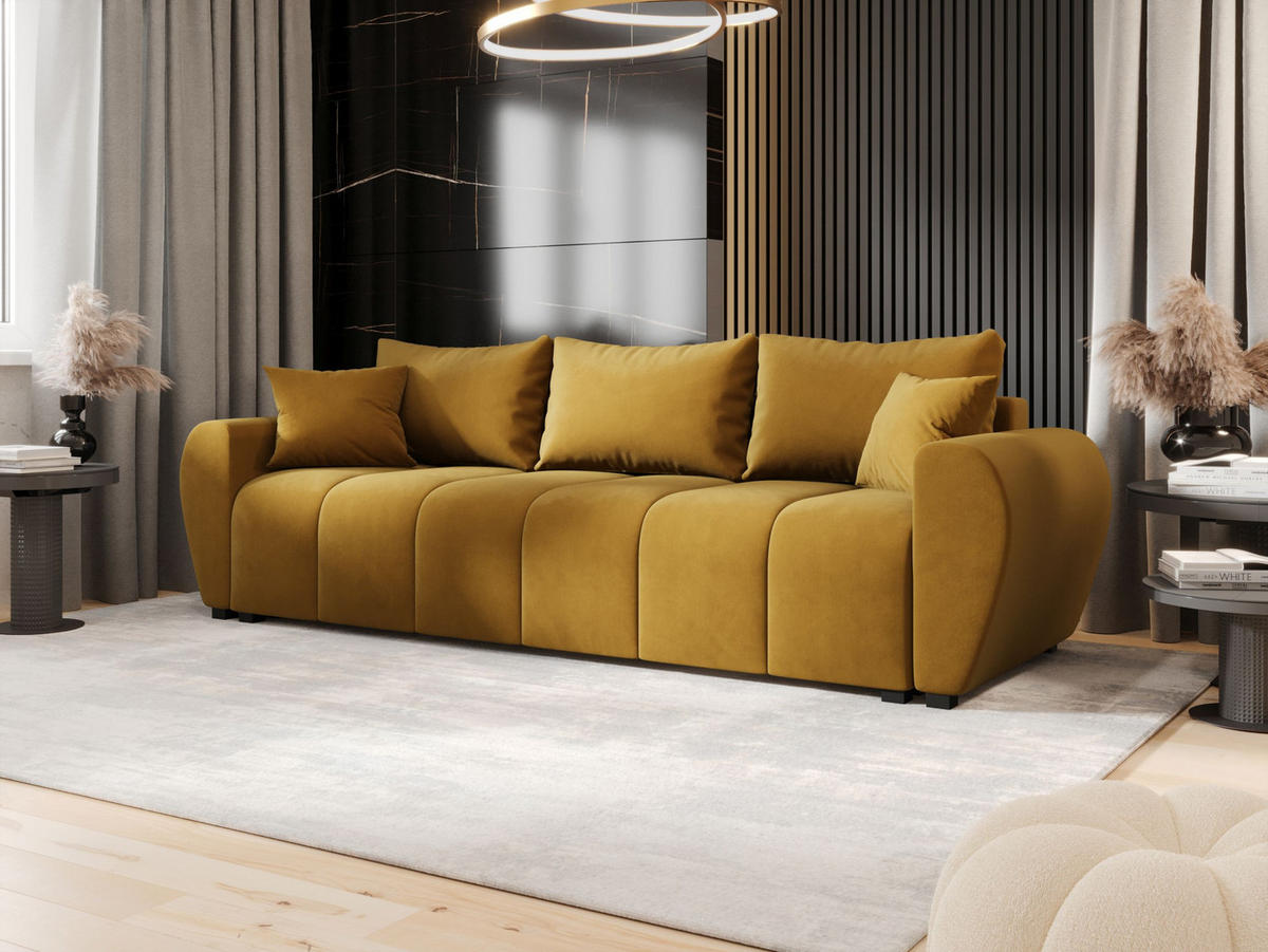 SOFA MOLISA mit Schlaffunktion ITAKA 33 mit Stauraum - Goldfarben, Textil (86/82/246cm) - Bedante