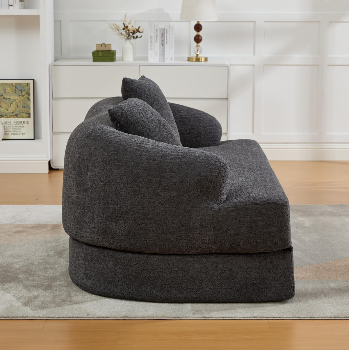 SOFA 2-in-1 mit Schlaffunktion 157 cm Chenille Dunkelgrau - Dunkelgrau, Kunststoff (84/65/157cm) - Meubliv