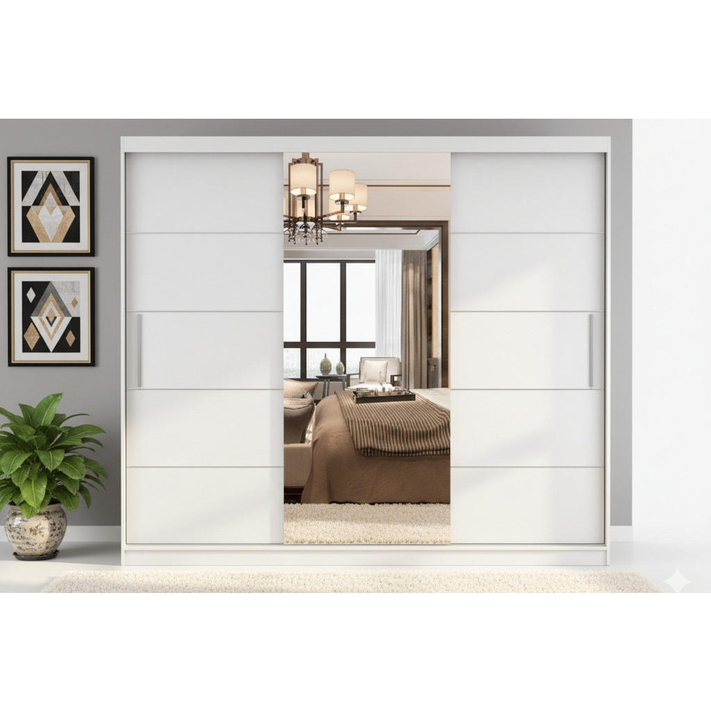 Thumbnail - Deine Möbel 24 Schwebetürenschrank, Weiß, Holzwerkstoff, 250x218x61 cm, Schlafzimmer, Kleiderschränke, Schwebetürenschrä...