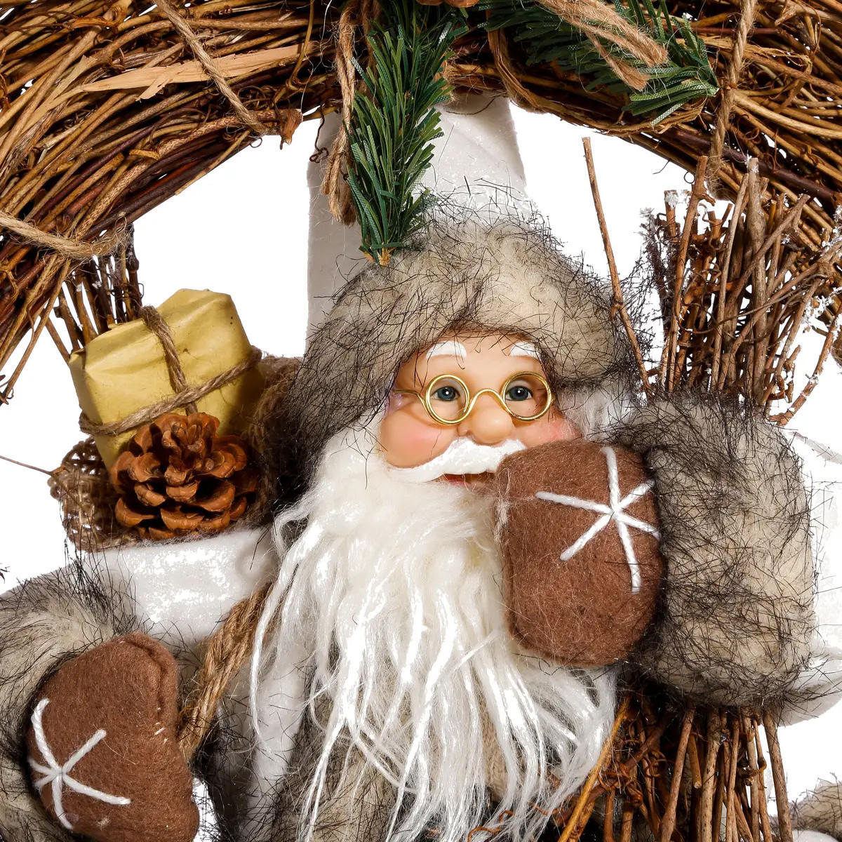 WEIHNACHTSKRANZ mit Weihnachtsmann 28,6/9/39,7 cm - Multicolor, Textil (9/39.7/28.6cm) - Atmosphera Createur d´interieur