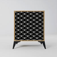 SIDEBOARD TESSELATED BLACKNESS, Eichefarben, 57,5x42x70,5 cm, Schwarze Metall-Sternfüße - Eichefarben/Multicolor, Holzwerkstoff/Metall (57.5/70.5/42cm) - SpaceRebels