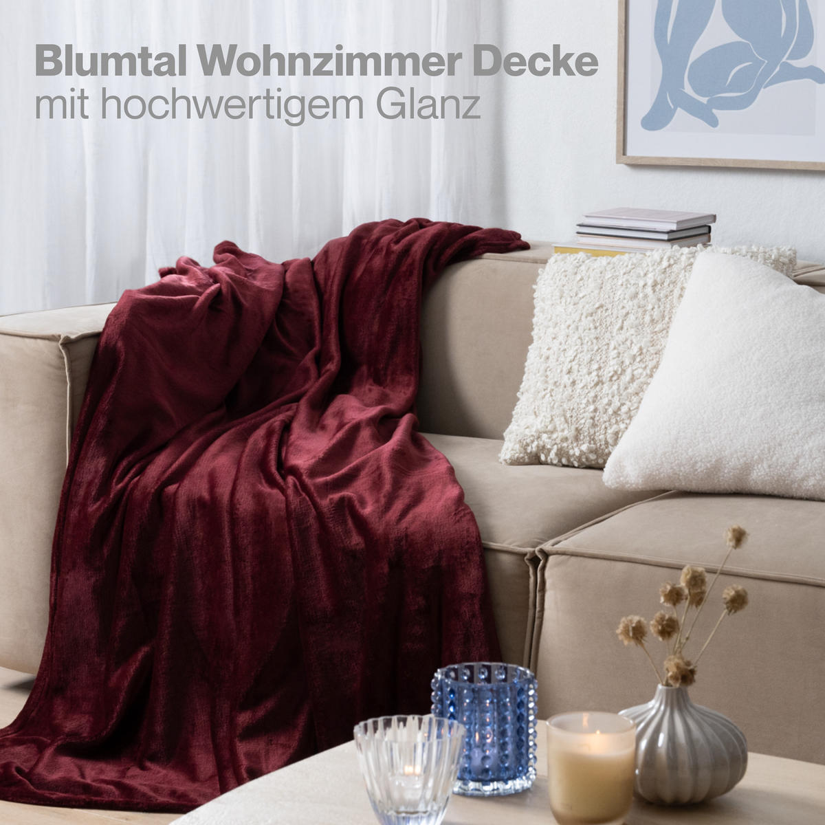 KUSCHELDECKE Anton 130/150 cm, Dunkelrot - Dunkelrot, Textil (130/150cm) - Blumtal