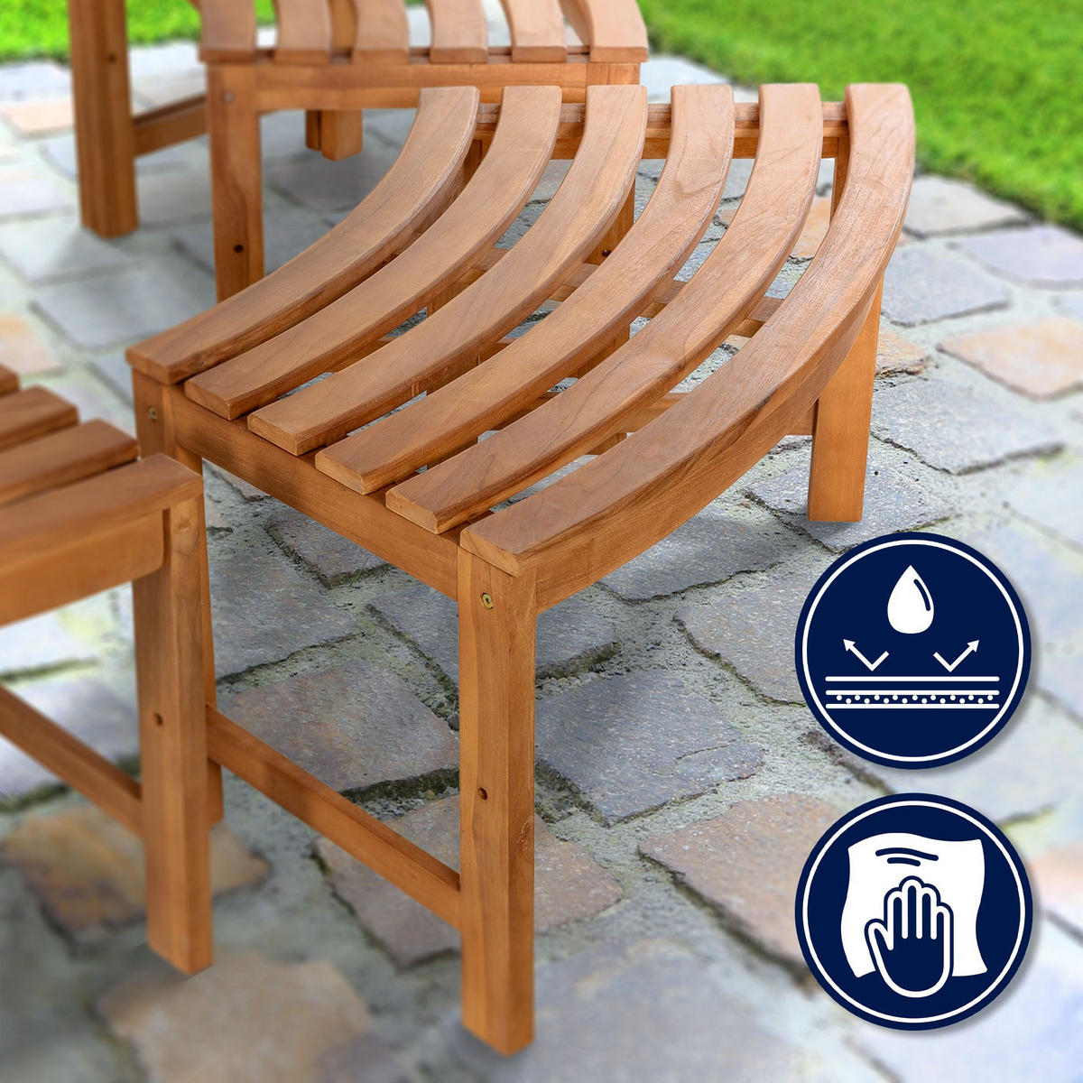 BAUMBANK Tinar Holz Braun 250x250x45cm Kreisrunde Sitzbank - Braun, Holz (250/45/250cm) - DELUKE