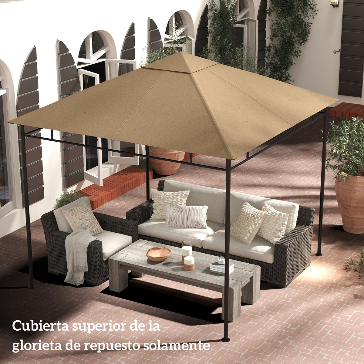 ERSATZDACH, 300x300 cm für Pavillon mit 8 Entwässerungslöchern, beige - Multicolor, Kunststoff (298/295cm) - FORIOUS
