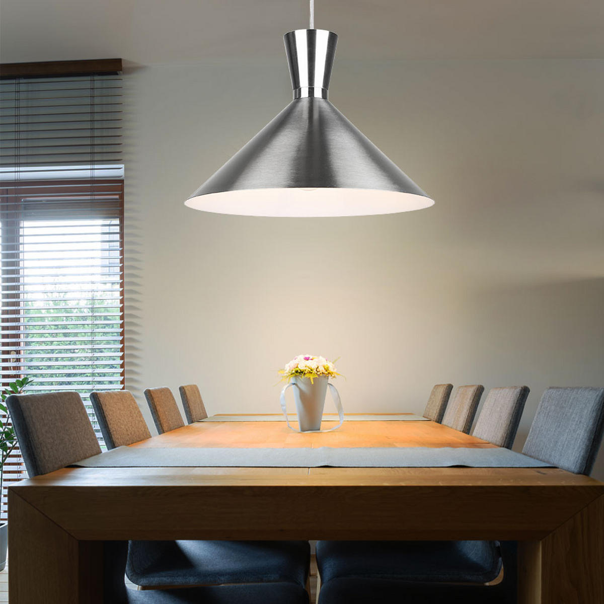 HÄNGELEUCHTE Metall Silber Matt - Silberfarben, Metall (35/35/150cm)