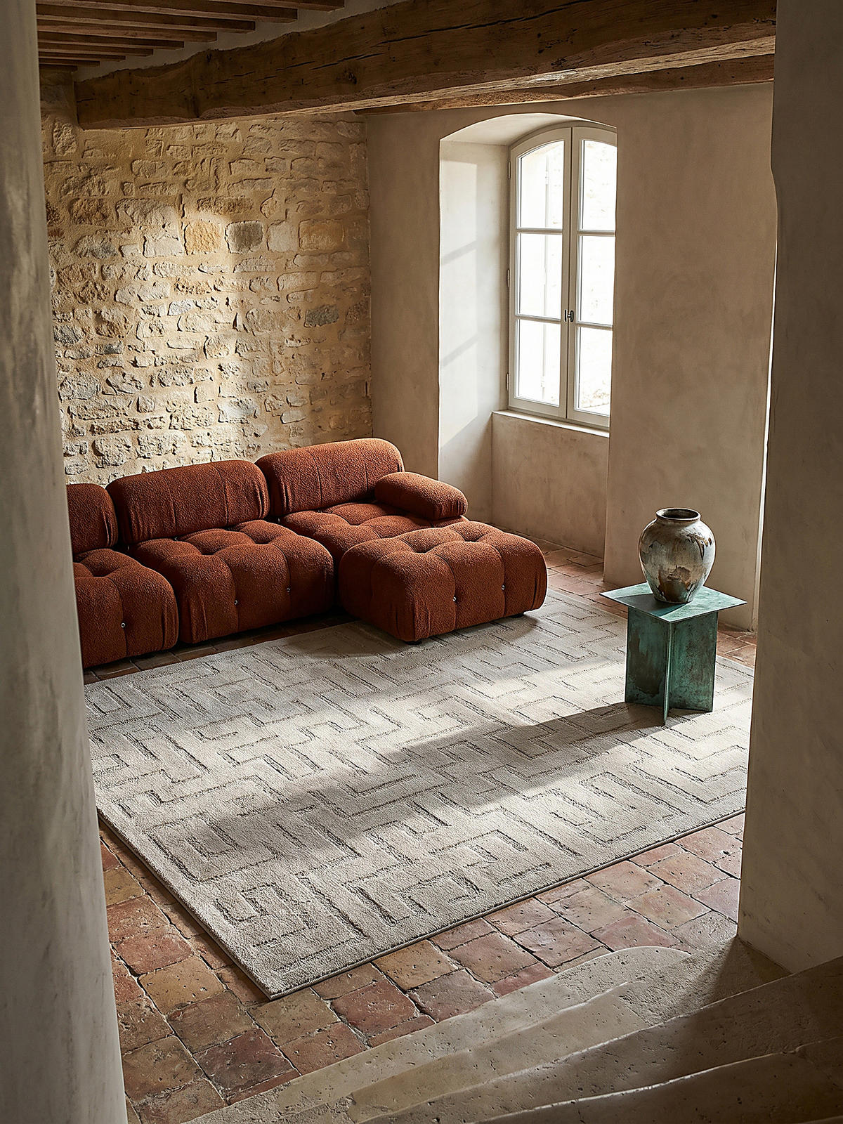 KURZFLORTEPPICH Geometrisch MUOTA Polypropylen Beige 160 x 220 cm - Beige, Textil (160/220cm) - KADIMA DESIGN