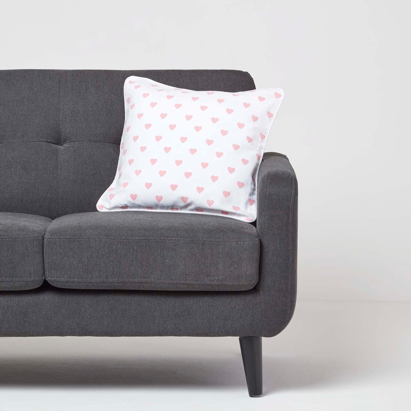 KISSENHÜLLE Herzen 45/45 cm, 100% Baumwolle - Rosa, Textil (45/45cm) - Homescapes