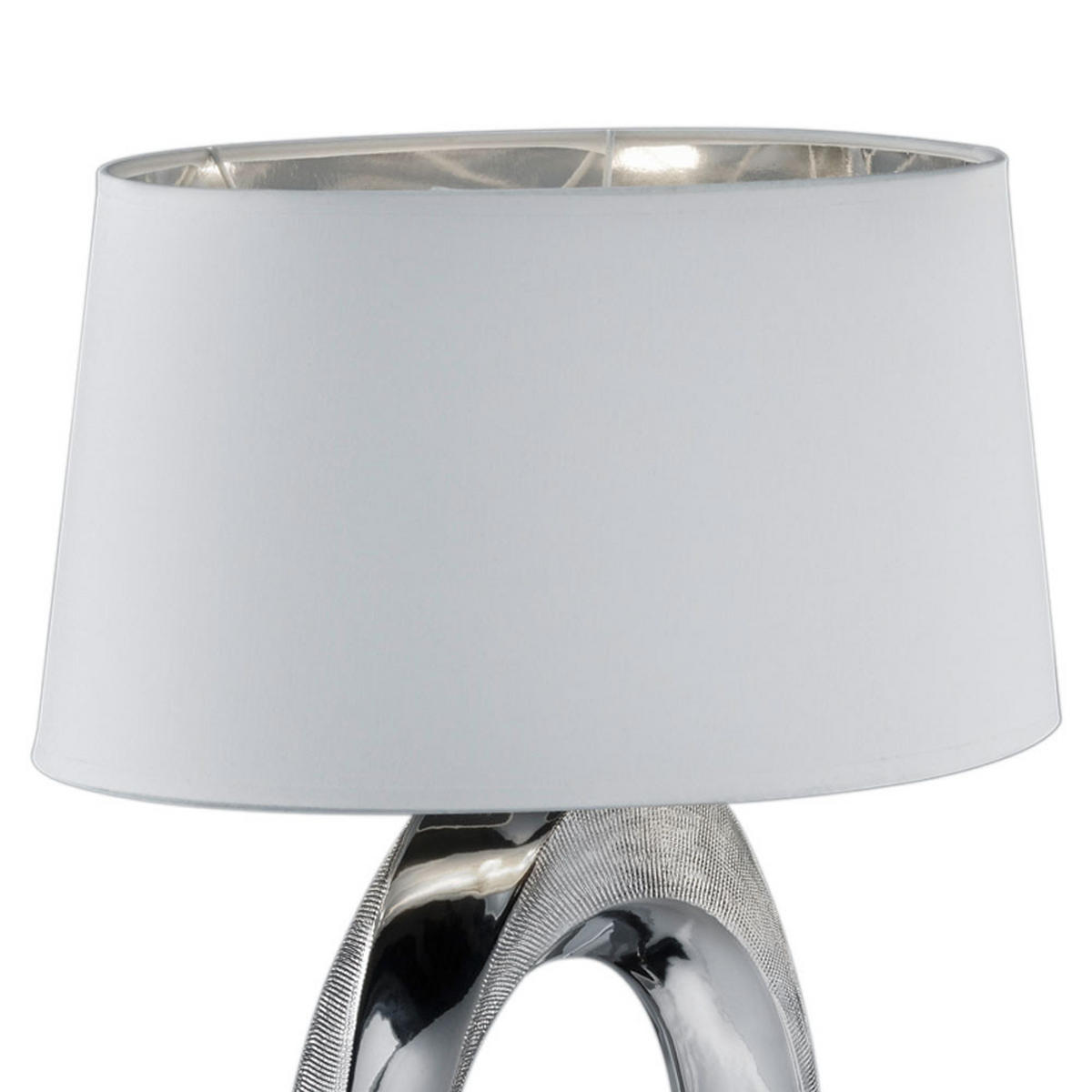 LED TISCHLEUCHTE Keramik Silber Weiß - Weiß, Kunststoff (24/38/52cm)