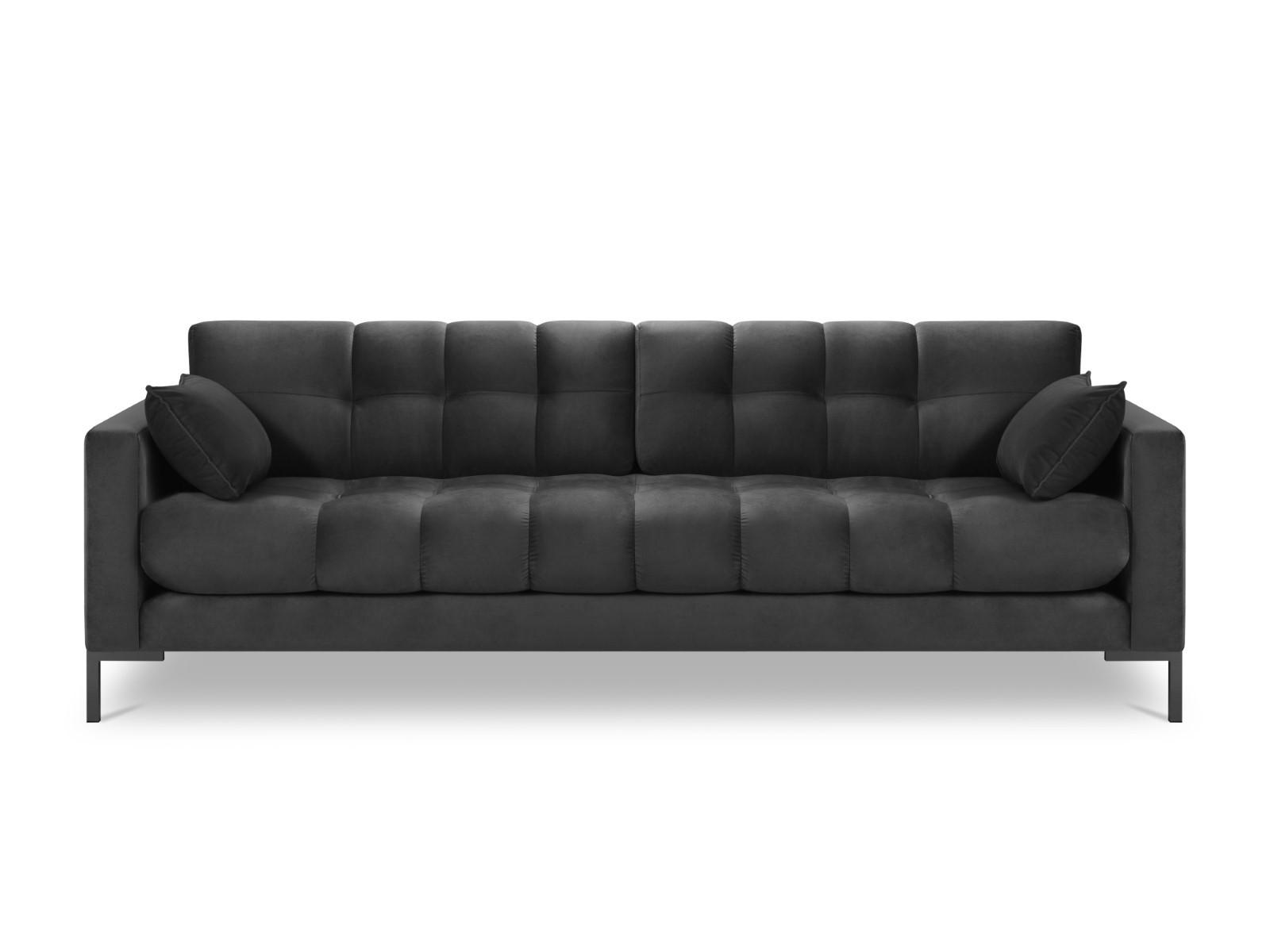 SOFA Mamaia aus Samt dunkelgrau 4 Sitzplätze - Dunkelgrau, Textil (92/75/217cm) - Micadoni