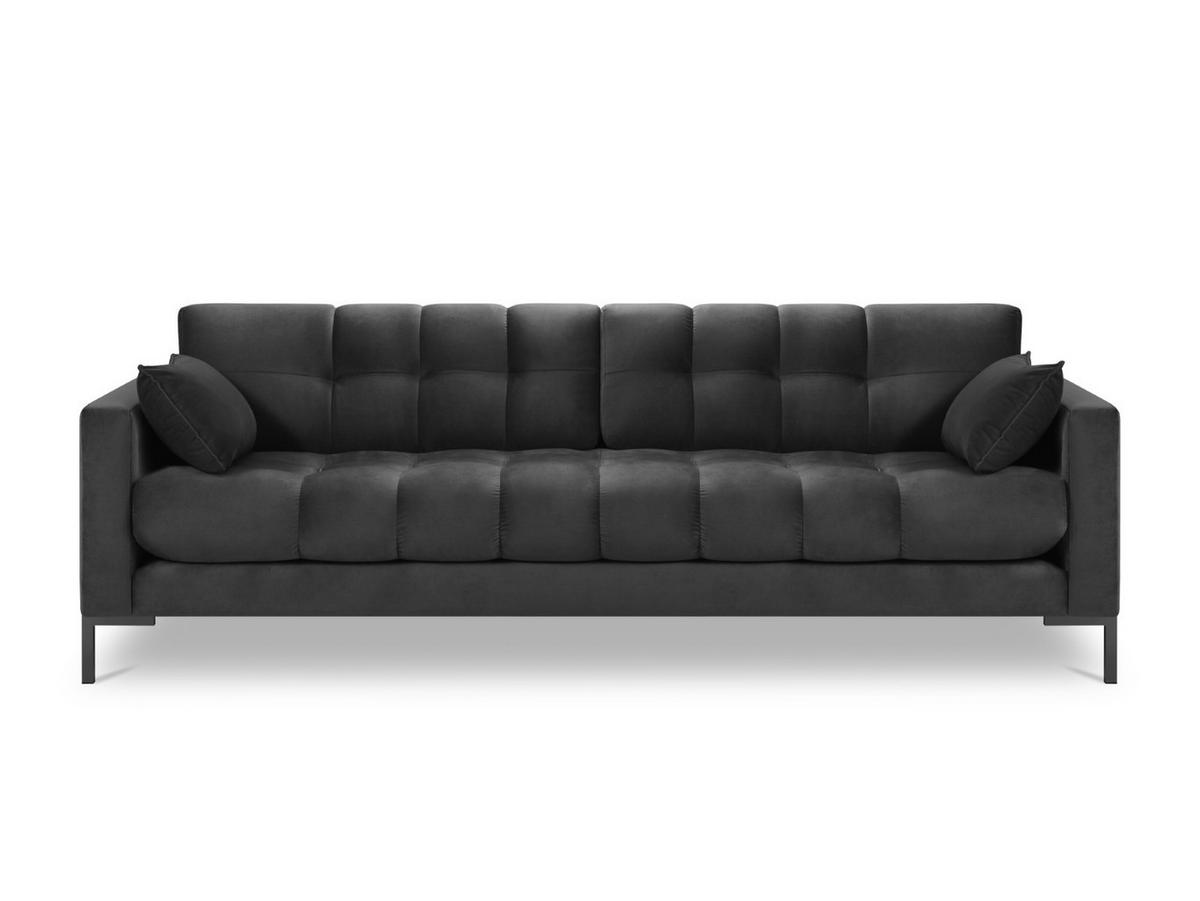 SOFA Mamaia aus Samt dunkelgrau 4 Sitzplätze - Dunkelgrau, Textil (92/75/217cm) - Micadoni