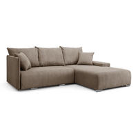 ECKSOFA L-Form Schlaffunktion Livorno Cord-Stoff Hellbraun Rechts - Chromfarben/Hellbraun, Holz/Kunststoff (246/188cm) - Kaiser Möbel