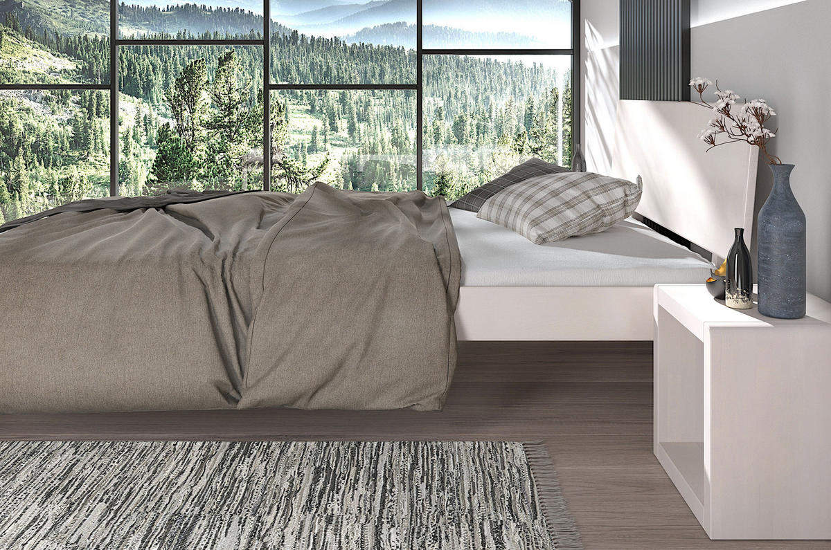 MASSIVHOLZBETT Ammer, in Weiß, 160x200 - Weiß, Holz/Buchenholz (160/200cm) - Visby